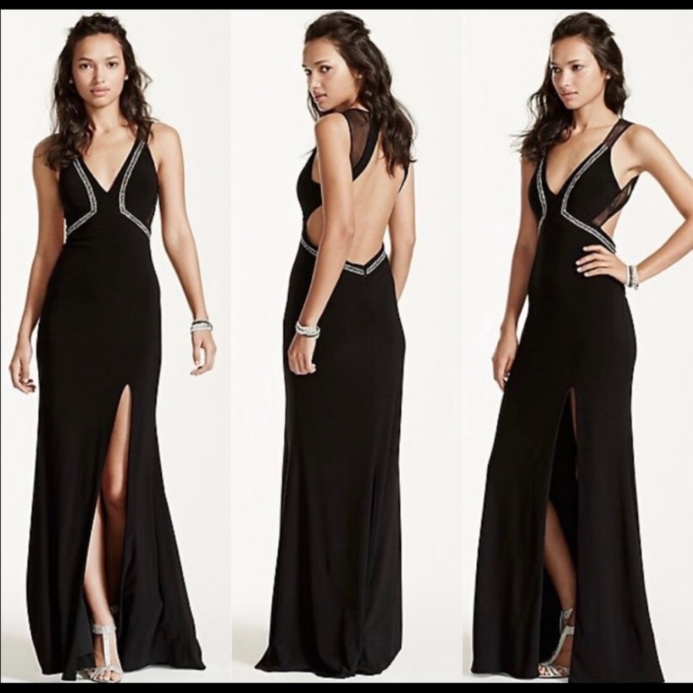 Betsy & Adam black formal prom dress gown size 2
